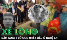 Xót xa đám tang ba bố con nhảy cầu tử vong ở Nghệ An