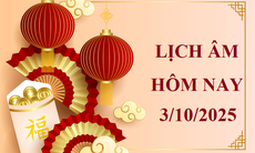 Lịch âm 3/10 - Âm lịch hôm nay 3/10 - Lịch vạn niên ngày 3/10/2025