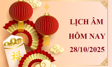 Lịch âm 28/10 - Âm lịch hôm nay 28/10 - Lịch vạn niên ngày 28/10/2025