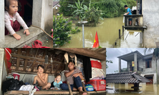Người dân lên gác mái chật hẹp sinh hoạt chờ lũ rút