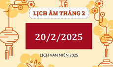 Lịch âm 20/2 - Âm lịch hôm nay 20/2 - Lịch vạn niên ngày 20/2/2025