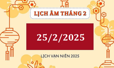 Lịch âm 25/2 - Âm lịch hôm nay 25/2 - Lịch vạn niên ngày 25/2/2025