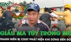 Dừng chờ đèn đỏ bị CSGT phát hiện tàng trữ ma túy trong mũ, nam thanh niên vứt xe bỏ chạy