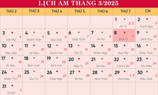 Lịch âm 8/3 - Âm lịch hôm nay 8/3 - Lịch vạn niên ngày 8/3/2025