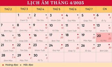 Lịch âm 20/4 - Âm lịch hôm nay 20/4 - Lịch vạn niên ngày 20/4/2025