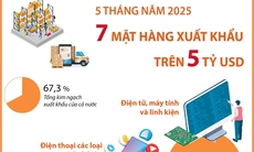 5 tháng năm 2025: 7 mặt hàng xuất khẩu trên 5 tỷ USD