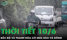 Thời tiết 10/6: Bắc Bộ và Thanh Hóa có mưa rào và dông rải rác, cục bộ có nơi mưa to