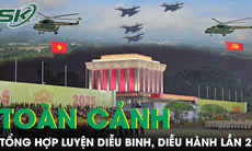 Toàn cảnh tổng hợp luyện lần 2 cùng Su-30MK2 và trực thăng kéo cờ tại Quảng trường Ba Đình