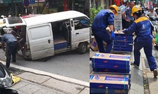 Ô tô bất ngờ ‘sụt hố’ trên phố Đội Cấn, Hà Nội
