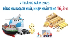 7 tháng năm 2025: Tổng kim ngạch xuất, nhập khẩu hàng hóa tăng 16,3%