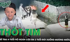 ‘Thót tim’ clip bé trai 4 tuổi nhanh trí hô hoán người lớn, cứu em 2 tuổi rơi xuống mương nước