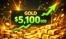 Giá vàng thế giới vượt 5.100 USD, đạt mức cao kỷ lục mọi thời đại