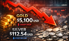 Giá vàng, bạc thế giới giảm mạnh