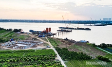 Ngắm đại công trường cầu Ngọc Hồi 11.844 tỷ đồng bắc qua sông Hồng