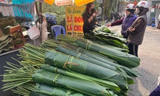 Chợ lá dong tại Hà Nội 'nhuộm xanh' những ngày giáp Tết