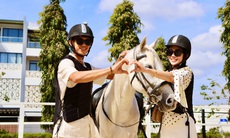 Du khách xếp hàng chờ cưỡi ngựa cầu may Tết Bính Ngọ