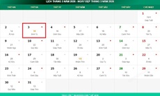 Lịch âm 3/3 - Âm lịch hôm nay 3/3 - Lịch vạn niên ngày 3/3/2026
