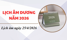 Âm lịch hôm nay 25/4 - Lịch âm 25/4 - Lịch vạn niên ngày 25/4/2026