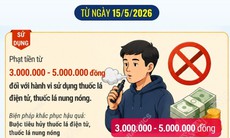 Từ ngày 15/5/2026, sử dụng thuốc lá điện tử có thể bị phạt đến 5 triệu đồng