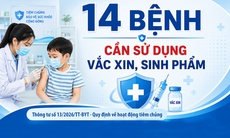 14 bệnh cần sử dụng vắc xin, sinh phẩm
