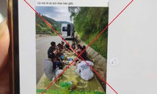 Du khách trải chiếu ngồi ăn uống dưới lòng đường tại khu vực thác Bản Giốc bị lập biên bản
