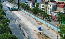 Gần 500m đường Văn Cao được rào chắn thi công ga S1 metro số 5