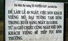 Tạm dừng đón khách viếng mộ Đại tướng Võ Nguyên Giáp