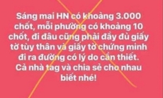 Xử phạt 12,5 triệu đồng người tung tin thất thiệt “Hà Nội có khoảng 3.000 chốt”