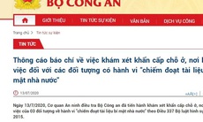 Khám xét chỗ ở, nơi làm việc của 3 nghi phạm chiếm đoạt tài liệu bí mật Nhà nước