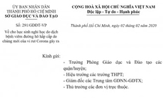 Học sinh TP.HCM được nghỉ học một tuần phòng nCoV