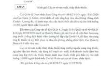 Đảm bảo cung ứng thuốc cho tình huống 10.000 người mắc COVID-19