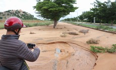 C&#225;t phủ d&#224;y tr&#234;n đường ven biển Mũi Dinh - C&#224; N&#225; sau mưa lớn k&#233;o d&#224;i