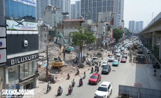 Cận cảnh loạt công trình mặt đường Nguyễn Trãi được tháo dỡ làm đường Vành đai 2,5