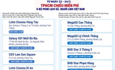 Chi tiết 57 cụm rạp ở TPHCM chiếu phim miễn phí từ 22 đến 24/7