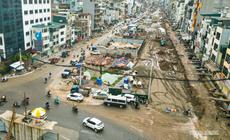 Cận cảnh tuyến Vành đai 1 dài hơn 2,2 km đang thi công ở Hà Nội