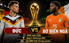 Kênh và link xem trực tiếp Đức vs Bờ Biển Ngà - World Cup 2026 ngày 21/6