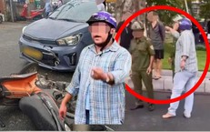 Người đàn ông đi xe máy ngược chiều, bóp cổ, đánh tài xế ô tô sau va chạm