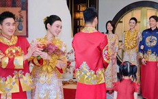 Hề Mộng Dao đeo kín tay 22 vòng vàng do mẹ chồng tỷ phú tặng trong lễ cưới