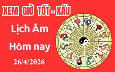 Âm lịch hôm nay 26/4 - Lịch âm 26/4 - Lịch vạn niên ngày 26/4/2026