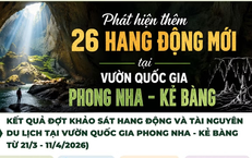 Phát hiện thêm 26 hang động mới tại Vườn Quốc gia Phong Nha-Kẻ Bàng