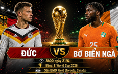 Kênh và link xem trực tiếp Đức vs Bờ Biển Ngà - World Cup 2026 ngày 21/6