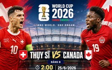Kênh và link xem trực tiếp Thụy Sĩ vs Canada - World Cup 2026 ngày 25/6