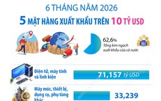 Sáu tháng năm 2026: 5 mặt hàng xuất khẩu trên 10 tỷ USD