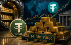 Nhà phát hành tiền điện tử Tether gom 14 tấn vàng trong quý II/2026
