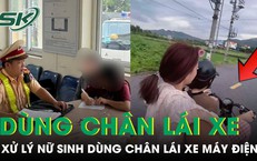 Xử lý nghiêm vụ nữ sinh dùng chân lái xe máy điện ở Quảng Ninh