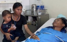 Xót xa cảnh chồng nằm viện chờ phẫu thuật, vợ phải ôm con nhỏ theo, cầu cứu sự trợ giúp