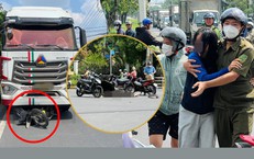 Xót xa vợ khóc ngất tại hiện trường chồng bị xe tải tông tử vong ở TPHCM