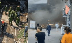 Cháy quán ăn tại Bắc Giang, khói đen dày đặc kèm nhiều tiếng nổ lớn