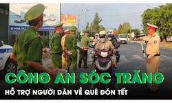 Cảnh s&#225;t giao th&#244;ng hỗ trợ xăng, nước uống miễn ph&#237; cho người d&#226;n về qu&#234; đ&#243;n Tết