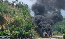 Ch&#225;y xe bồn tr&#234;n đ&#232;o Kh&#225;nh L&#234;